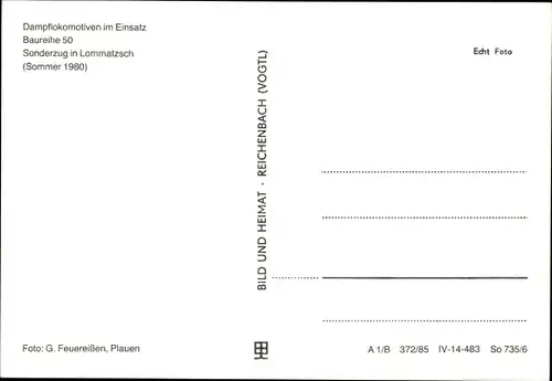 Ak Dampflokomotive im Einsatz, Baureihe 50, Sonderzug in Lommatzsch