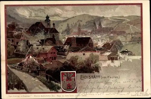 Wappen Künstler Litho Treiber, H., Eichstätt in Oberbayern, Panorama von Westen