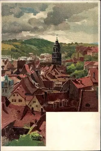 Künstler Ak Albert Stagura, Meißen in Sachsen, Panorama