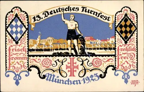 Künstler Ak Suchodolski, München Bayern, 13. Deutsches Turnfest 1923