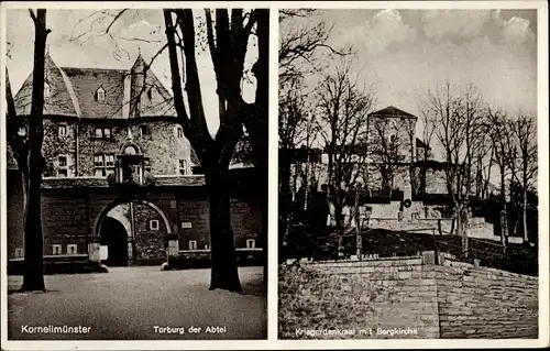 Ak Cornelimünster Kornelimünster Aachen in NRW, Torburg d. Abtei, Kriegerdenkmal, Bergkirche