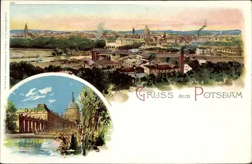 Litho Potsdam in Brandenburg, Stadtpanorama, Nikolaikirche