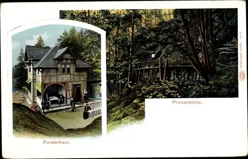 Ak Hartenstein im Erzgebirge Sachsen, Försterhaus, Prinzenhöhle