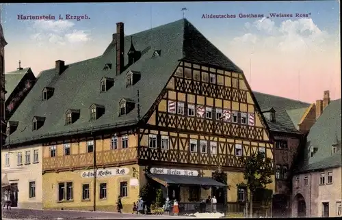Ak Hartenstein im Erzgebirge Sachsen, Altdeutsches Gasthaus Weißes Ross