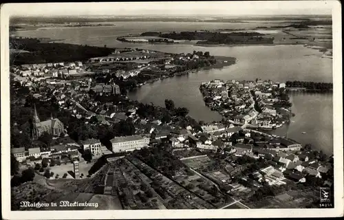 Ak Malchow in Mecklenburg, Fliegeraufnahme der Stadt