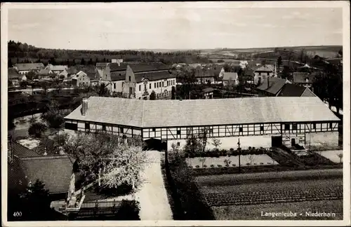Ak Langenleuba Niederhain Thüringen, Blick auf den Ort, Gebäude, Fachwerkhaus