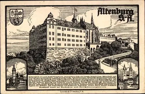 Künstler Ak Altenburg Thüringen, Rathaus, Schloss, Die roten Spitzen