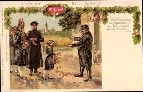 Litho Altenburg in Thüringen, Altenburger Bauernhochzeit, Trachten