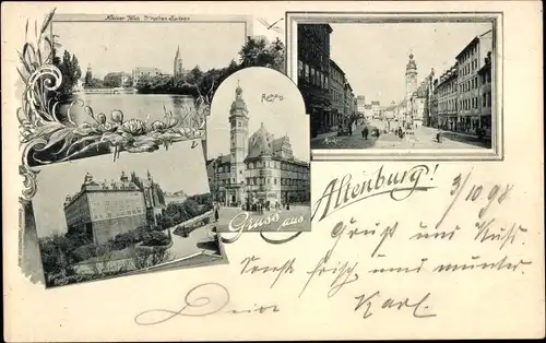 Ak Altenburg in Thüringen, Kleiner Teich, Rathaus, Schloss