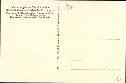 Ak Mohorn Wilsdruff Sachsen, Genesungsheim Tännichtmühle, Terrasse