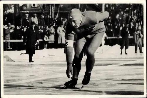 Sammelbild Olympia 1936, Norwegischer Eisschnellläufer Ivar Ballangrud, Portrait