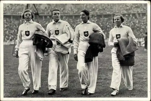 Sammelbild Olympia 1936, Deutsche Läuferinnen Albus, Kraus, Dollinger, Dörffeldt