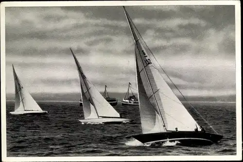 Sammelbild Olympia 1936, Boote der 6m Klasse, Segelboote