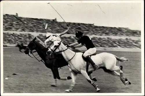Sammelbild Olympia 1936, Polospiel Argentinien gegen Mexiko auf dem Maifeld