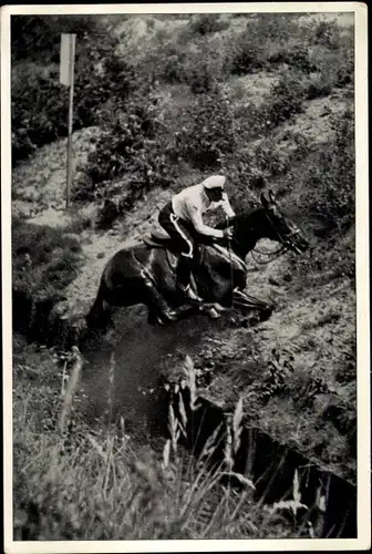 Sammelbild Olympia 1936, Rumänischer Reiter Major Semoff auf Lowak