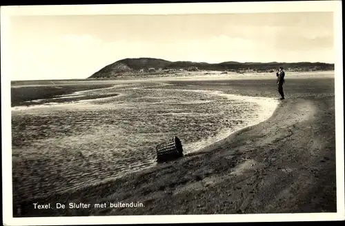 Ak Texel Nordholland Niederlande, De Slufter met buitenduin