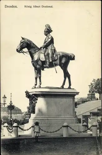 Ak Dresden Altstadt, König Albert Denkmal
