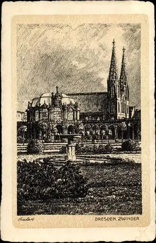 Künstler Ak Dresden, Zwinger, Kirche