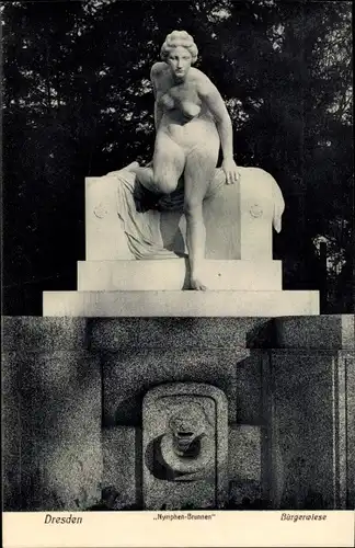 Ak Dresden, Nymphen Brunnen, Bürgerwiese