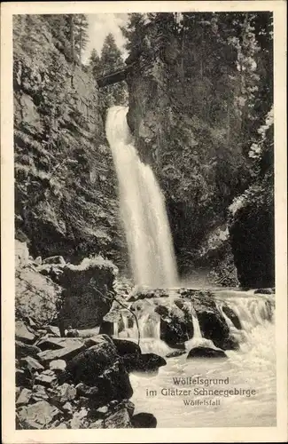 Ak Międzygórze Wölfelsgrund Schlesien, Glatzer Schneeberg, Wölfelsfall