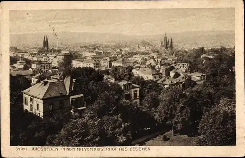 Ak Wiesbaden in Hessen, Panorama vom Kaiserhof aus gesehen