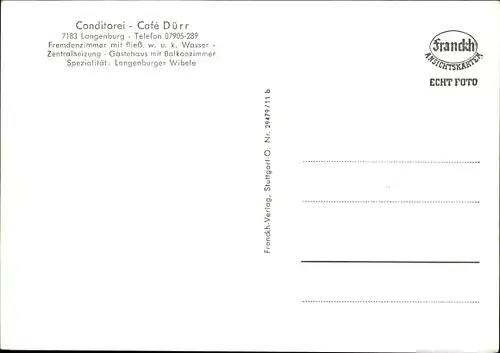 Ak Langenburg in Württemberg, Conditorei Cafe Dürr