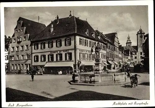 Ak Bad Mergentheim in Tauberfranken, Marktplatz mit Burgstraße
