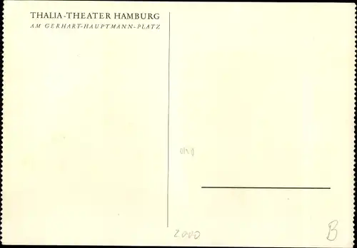Ak Hamburg 110 Jahre Thalia Theater 1953, Wege des Zufalls, Schroth, Jacobsen, Sailer, Bortfeldt