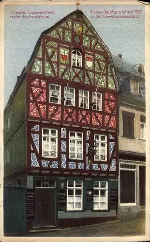 Ak Linz am Rhein, Hotel Restaurant Franz Josef, Fachwerkhaus