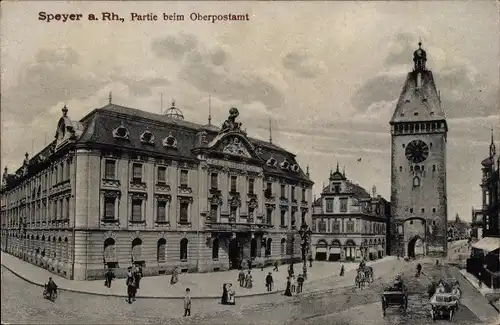 Ak Speyer am Rhein, Partie beim Oberpostamt
