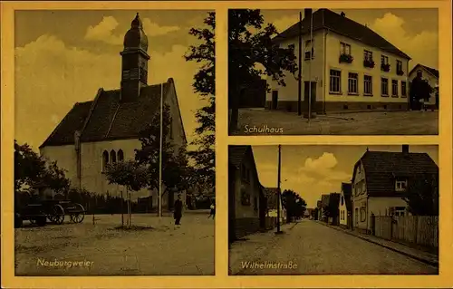 Ak Neuburgweier in Baden Württemberg, Kirche, Schule, Wilhelmstraße