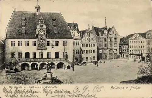 Ak Heilbronn am Neckar, Marktplatz, Rathaus, Ratskeller, Denkmal