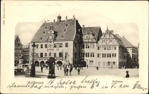 Ak Heilbronn am Neckar, Rathaus, Litfasssäule, Platz