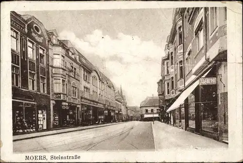 Ak Moers am Niederrhein, Steinstraße, Cigarrenhandlung, Geschäfte