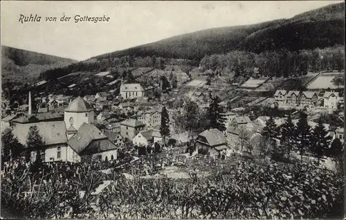 Ak Ruhla, Blick von der Gottesgabe, Gesamtansicht