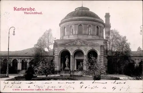 Ak Karlsruhe in Baden, Vierordtbad, Denkmal