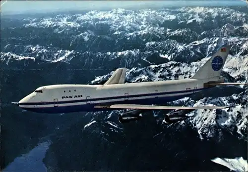 Ak Amerikanisches Passagierflugzeug der Pan American World Airways, Boeing 747