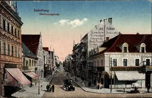 Ak Tschernjachowsk Insterburg Ostpreußen, Hindenburgstraße, Eisenwaren Franz Fahron