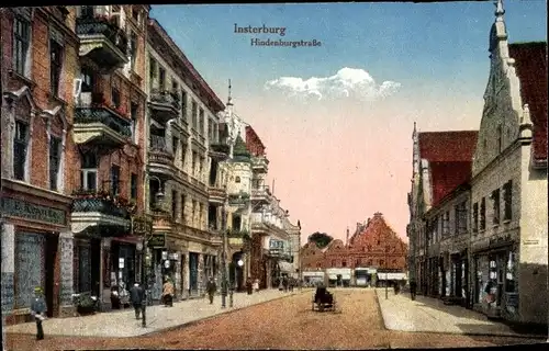 Ak Tschernjachowsk Insterburg Ostpreußen, Hindenburgstraße, Geschäfte