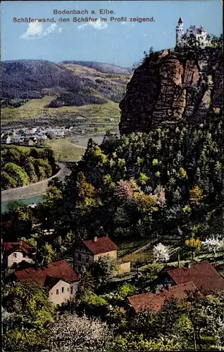 Ak Podmokly Bodenbach Děčín Tetschen an der Elbe Region Aussig, Schäferwand