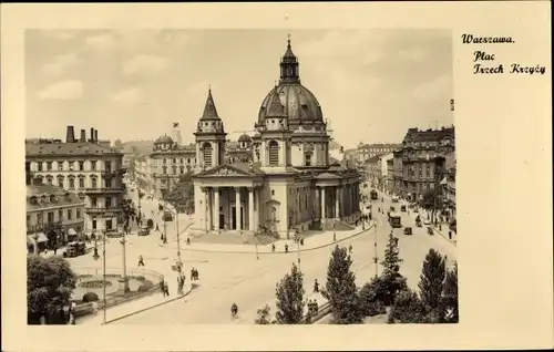 Ak Warszawa Warschau Polen, Plac Trzech Krzyzy, Drei Kreuze Platz