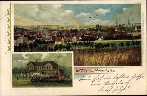 Künstler Litho Meuselwitz in Thüringen, Gesamtansicht, Bahnhof