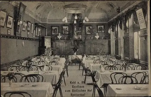 Ak Kehl am Rhein, Gasthaus zum Badischen Hof, Speisesaal