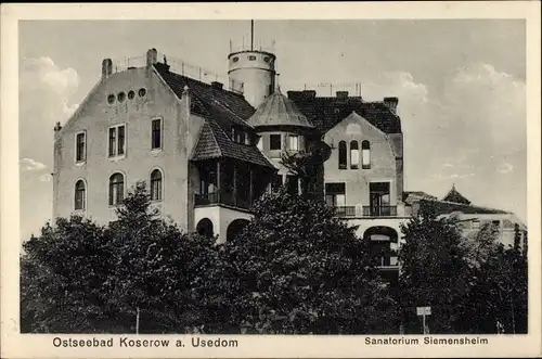 Ak Ostseebad Koserow auf Usedom, Sanatorium Siemensheim