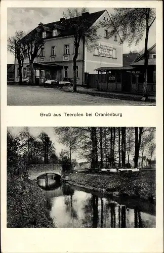 Ak Teerofen Oranienburg in Brandenburg, Restaurant Zum Waldfrieden, Brücke