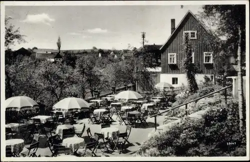 Ak Lübau Rabenau Erzgebirge, Gasthof Lübau, Blick über die Terrasse