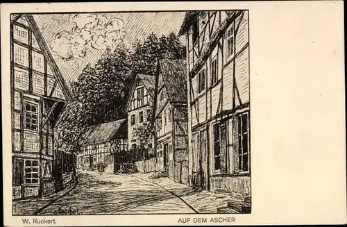 Künstler Ak Ruckert, W., Korbach in Hessen, Auf dem Ascher