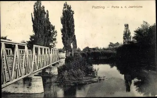 Ak Plattling in Niederbayern, Partie an der Isarbrücke