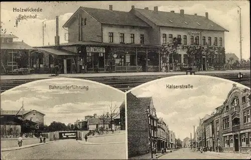 Ak Holzwickede im Ruhrgebiet, Bahnhof, Gleisseite, Bahnunterführung, Kaiserstraße