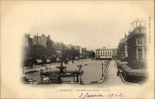 Ak Bordeaux Gironde, Les Allees de Tourny